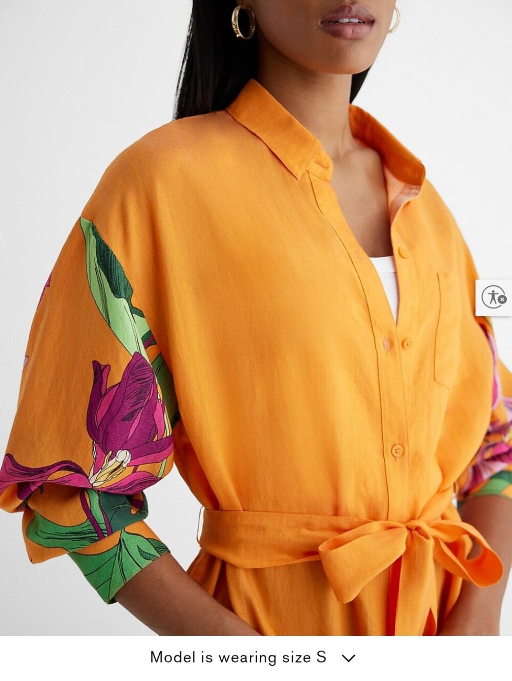 Express Floral Button-Front Floral Shirt Dress FarmRio Vibes - Picture 3 of 8